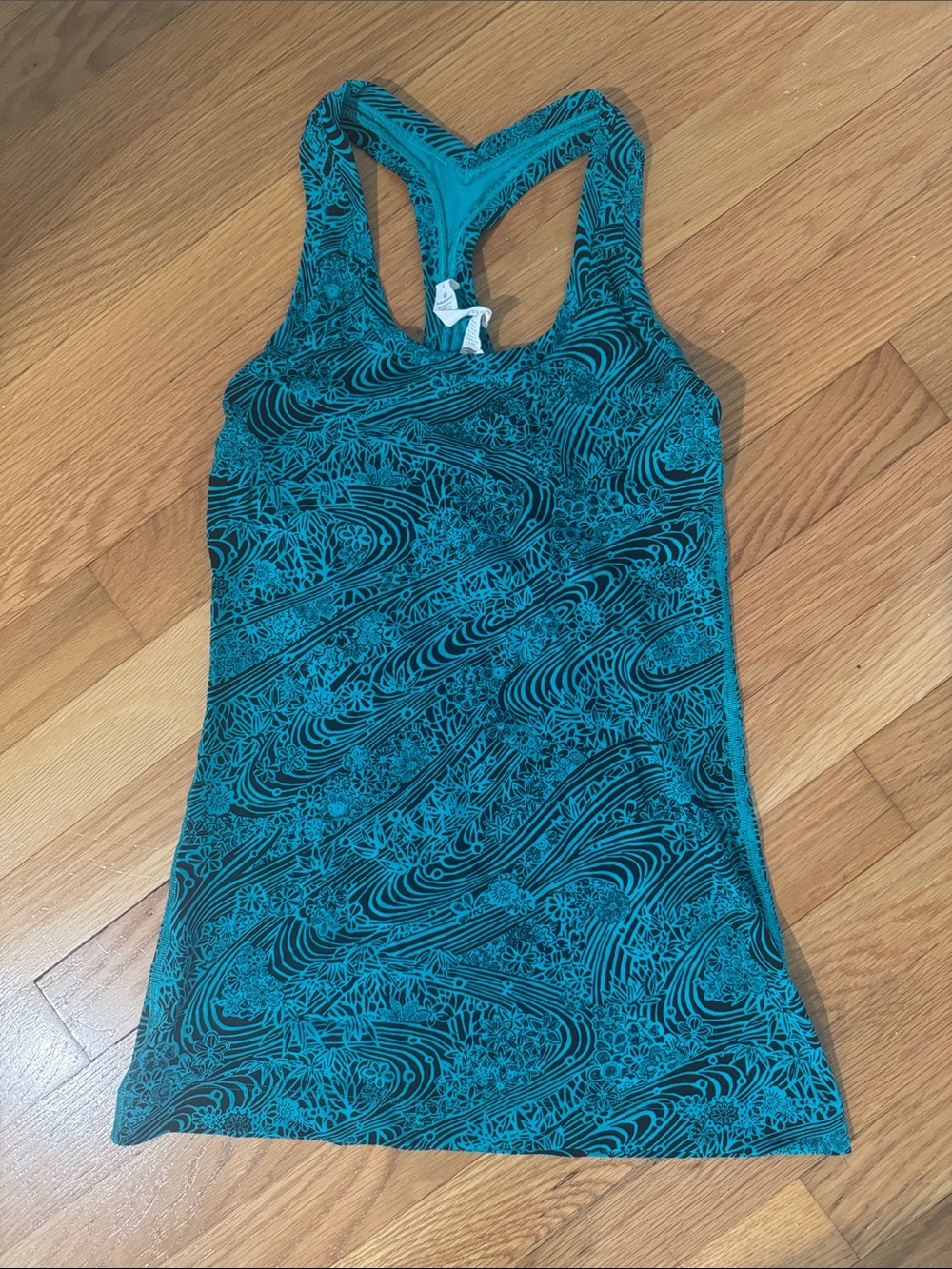 lululemon athletica Teal & Black Swirl Racerback Tank